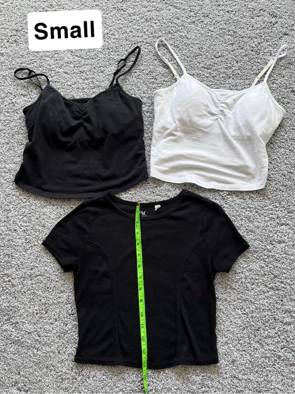 SO Black Short Sleeve Top with Black and White Ruched Camisoles